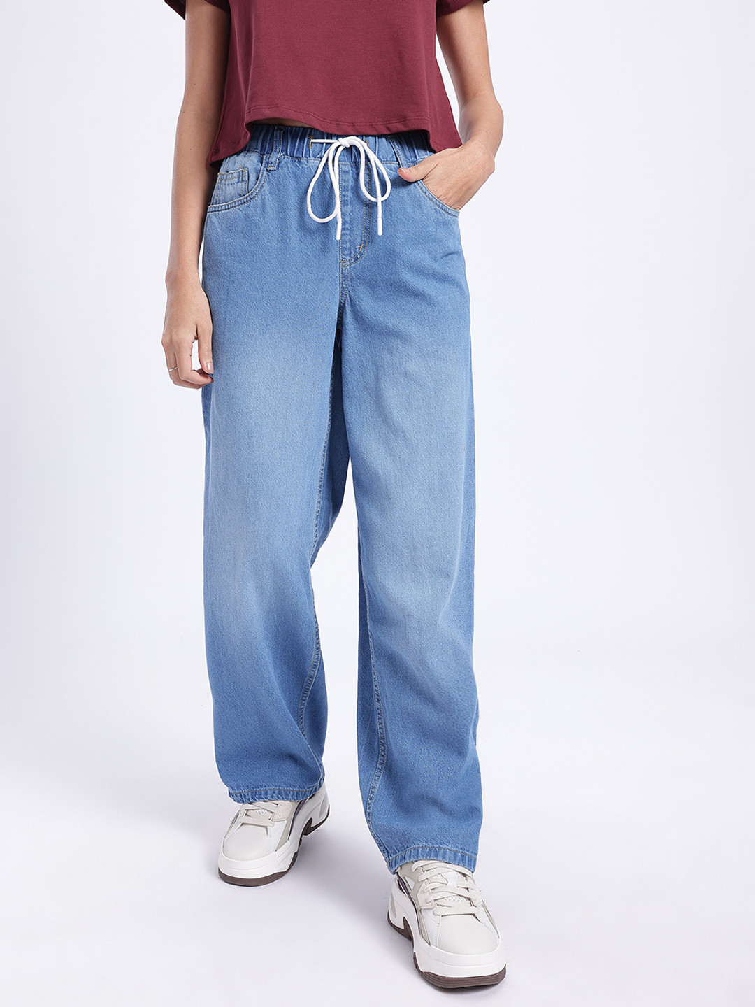 glitchez Women Vintage Drift Faded Baggy Jeans