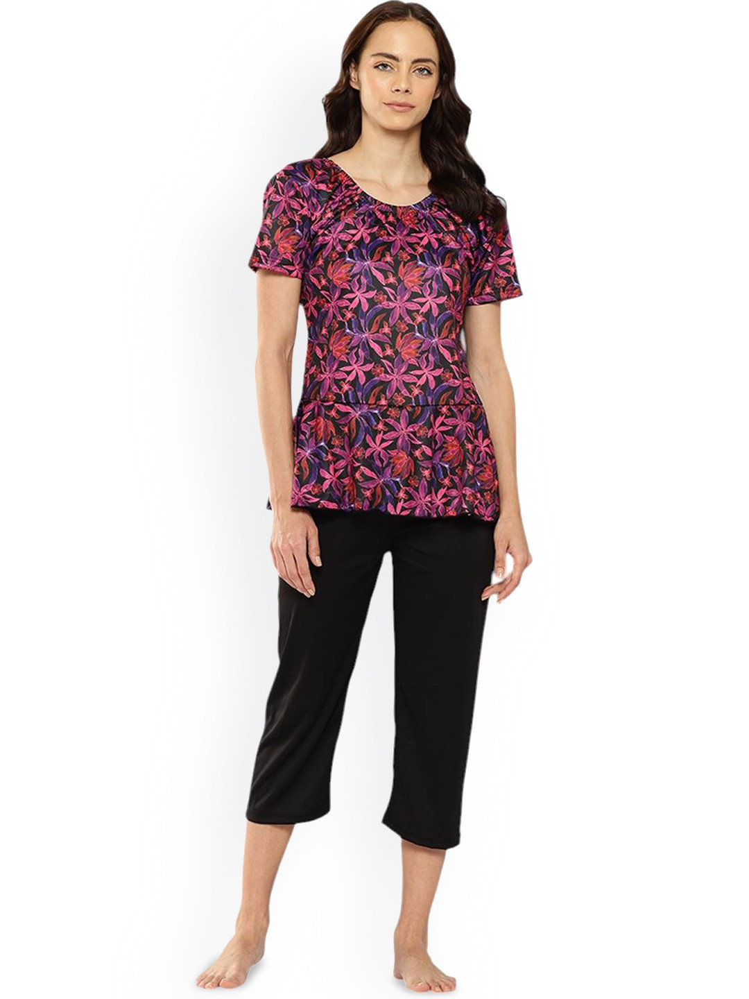 Aarika Floral Printed Swim Set With Goggle