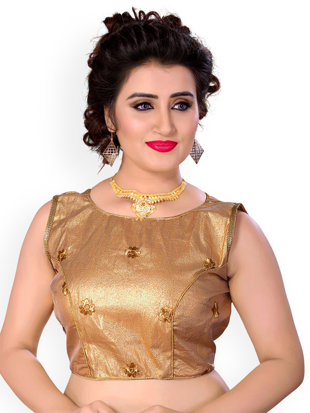 KING SALES Embroidered Round Neck Saree Blouse