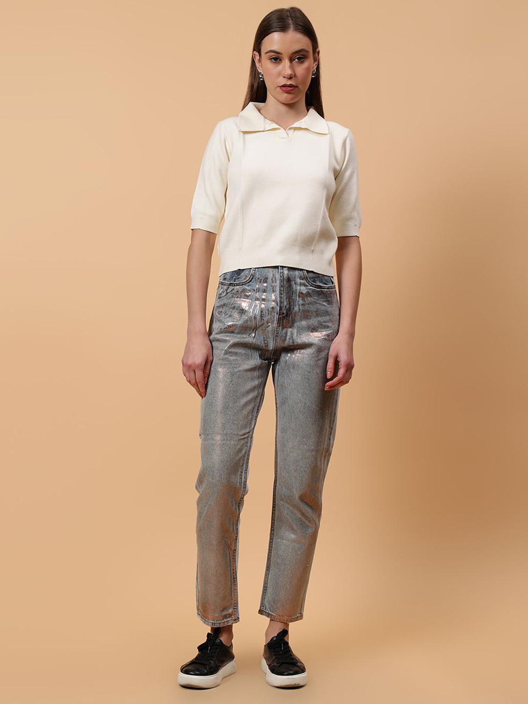 Fashion Gaiia Women Collared Winter Top