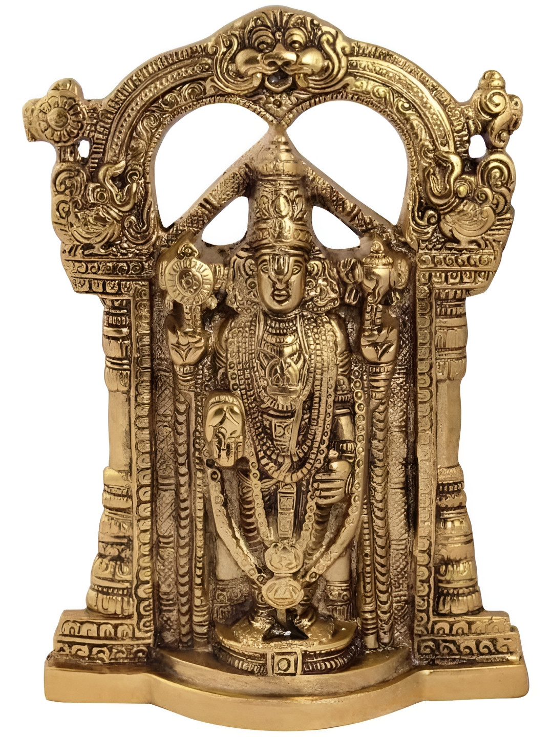 Aura Tirupati Balaji Gold Metal Metallic Prayer Room Medium Showpiece - 9.3 Inches