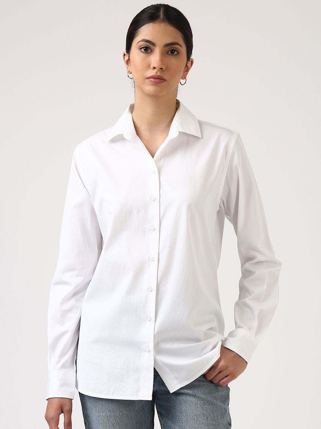 Jolene.club Women Classic Fit without Box Pleat Cotton Formal Shirt