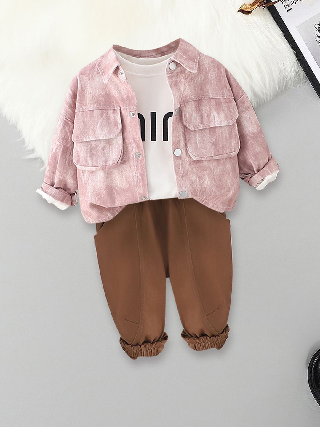 FOREVER FRIDAY Boys Printed T-shirt and Shirt with Shorts Clothing Set