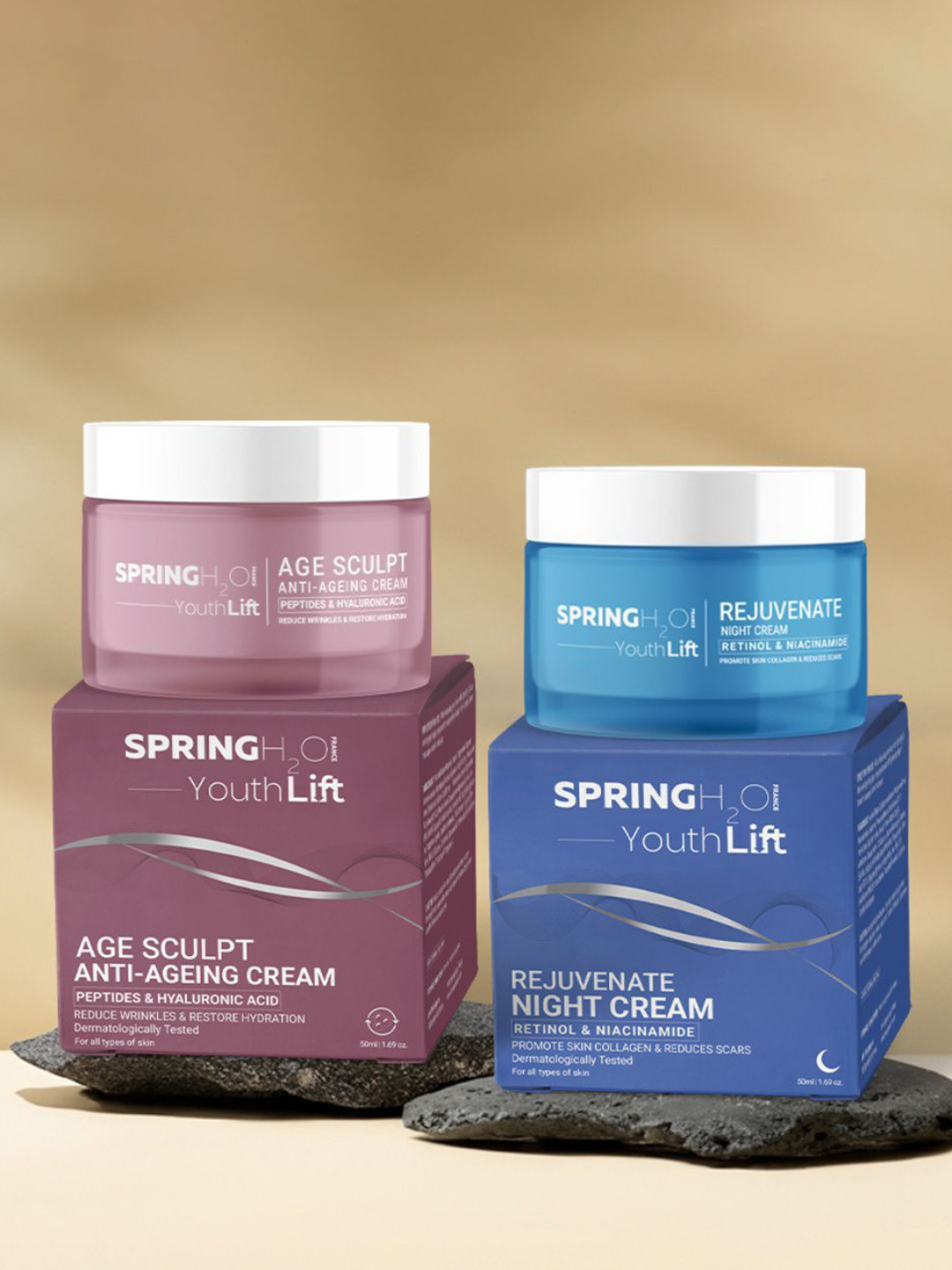 Spring H2O Set Of 2 Youth Lift Rejuvenate Night Cream With Age Sculpt Anti Aging Cream