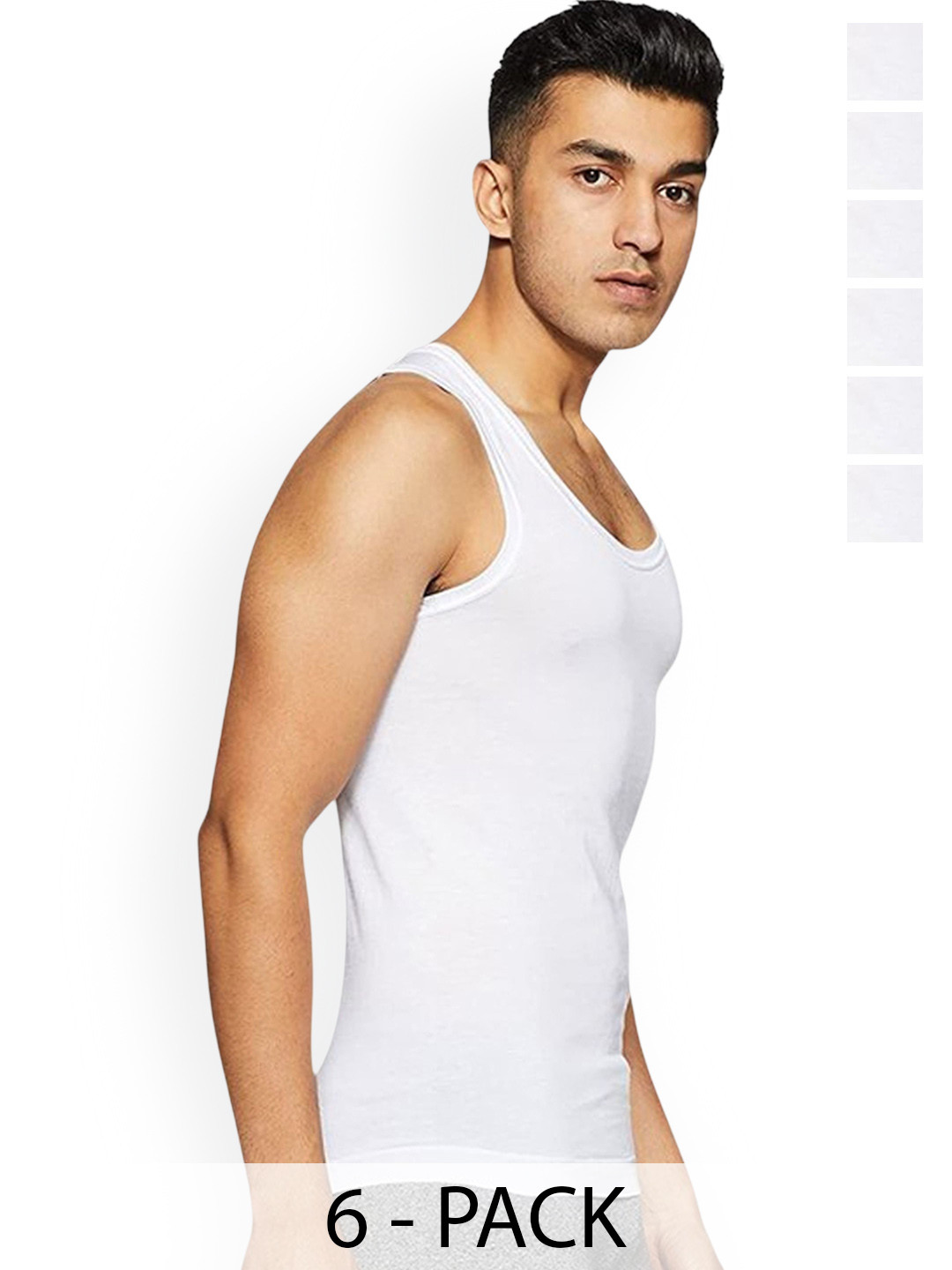 CAVENDERS Pack Of 6 Pure Cotton Basic Vests White Pure CottonDno-v319st