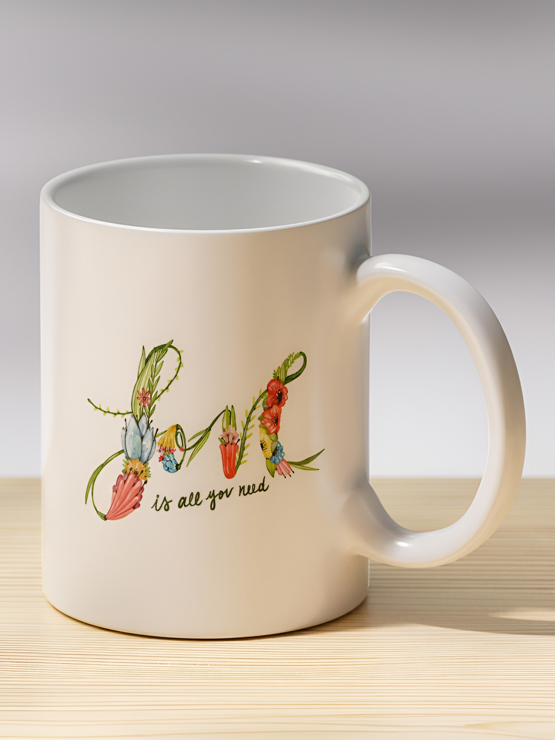 Gift4You 3D Glossy Royal Multicoloured Floral Ceramic Microwave Safe Cup-325ml