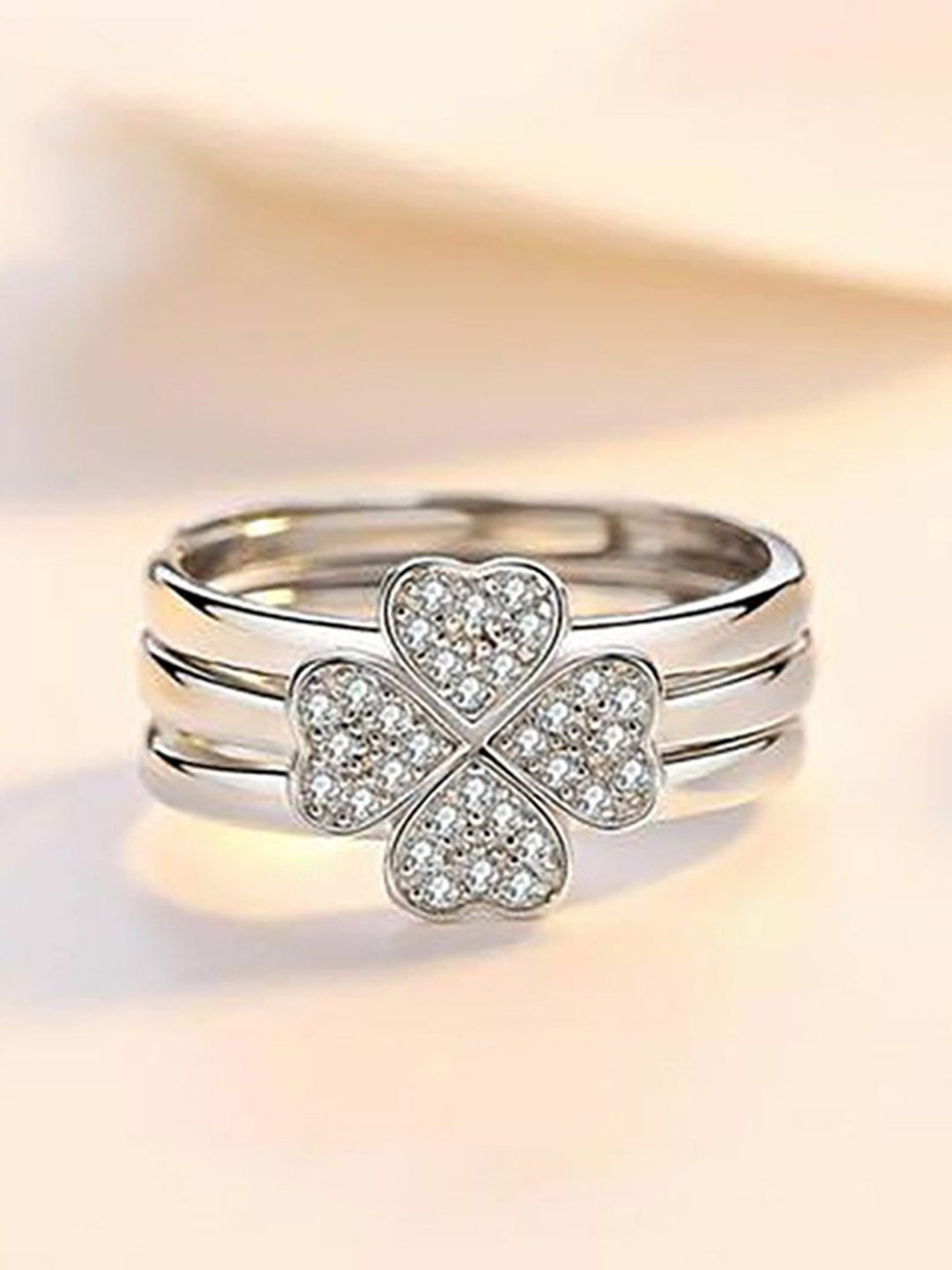 Arzonai Stainless Steel Crystal Ring