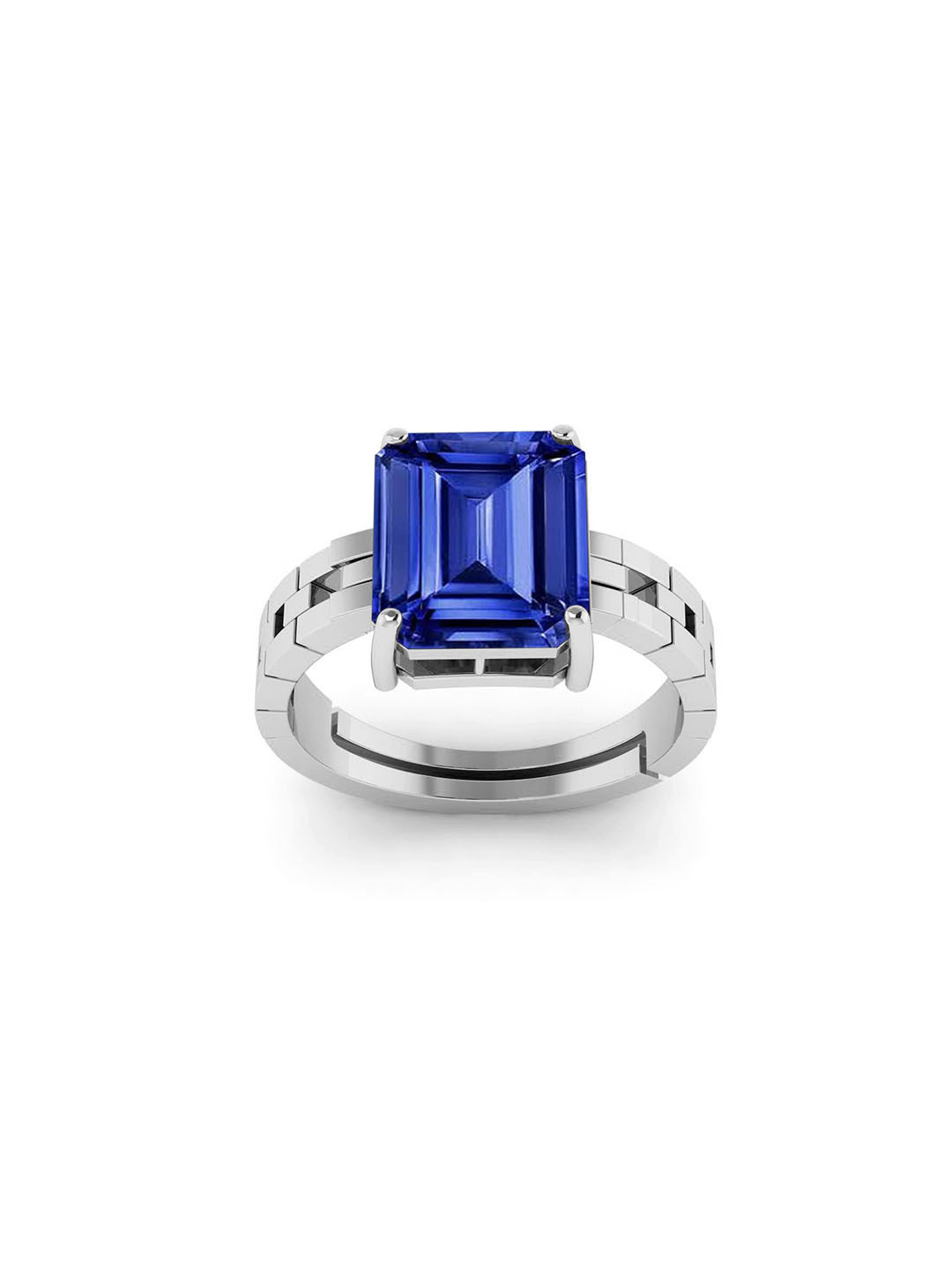 RRVGEM Blue Sapphire Ring 9.25 Ratti Blue Silver Plated Ring