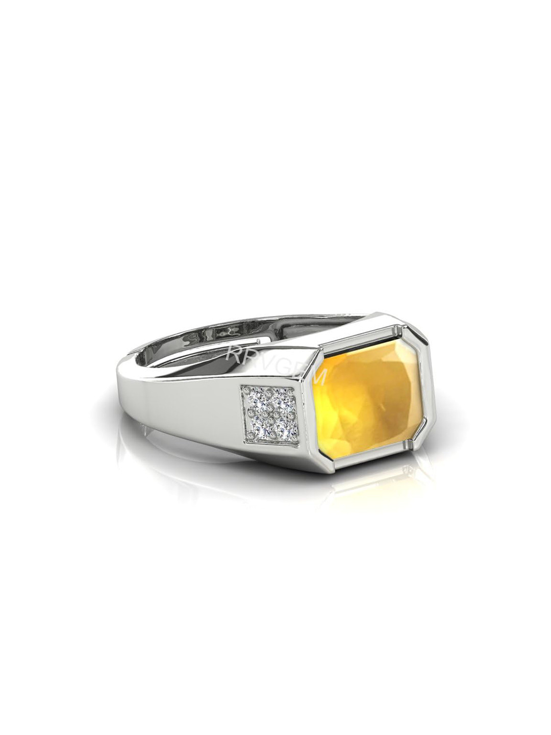 RRVGEM Y 12.50 KT Pukhraj Yellow Sapphire Adjustable Ring