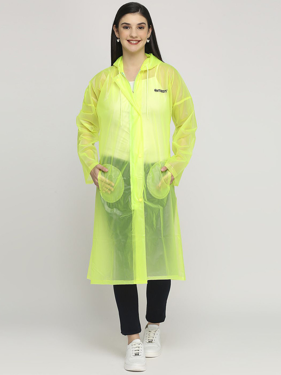 Citizen Tansparent Loose Fit Hooded Waterproof Rain Jacket
