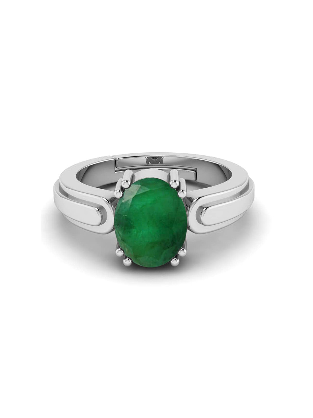 RRVGEM 9.00 KT Emerald Ring Silver Plated Adjustable Ring