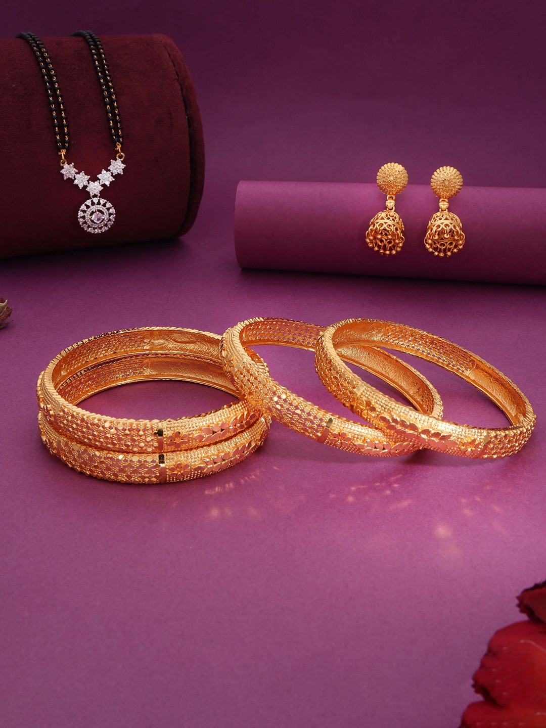 Brado Jewellery Pack of 3 Brass Gold-plated Gold Jewellery Set