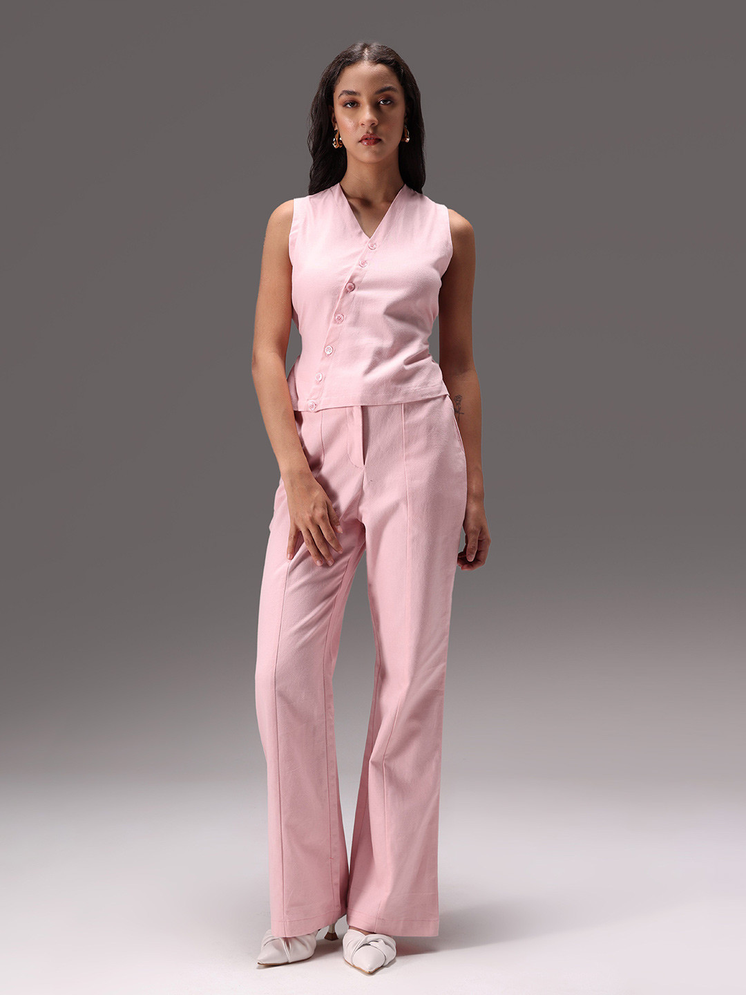 Obleka The Power Cotton V-Neck Waistcoat With Trouser Duck Co-Ord Set