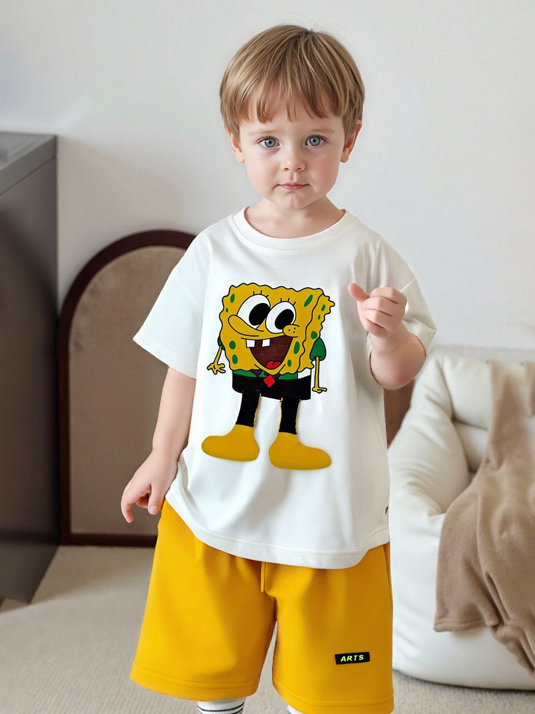 FOREVER FRIDAY Boys Spongebob Printed Short Sleeves T-shirt With Shorts