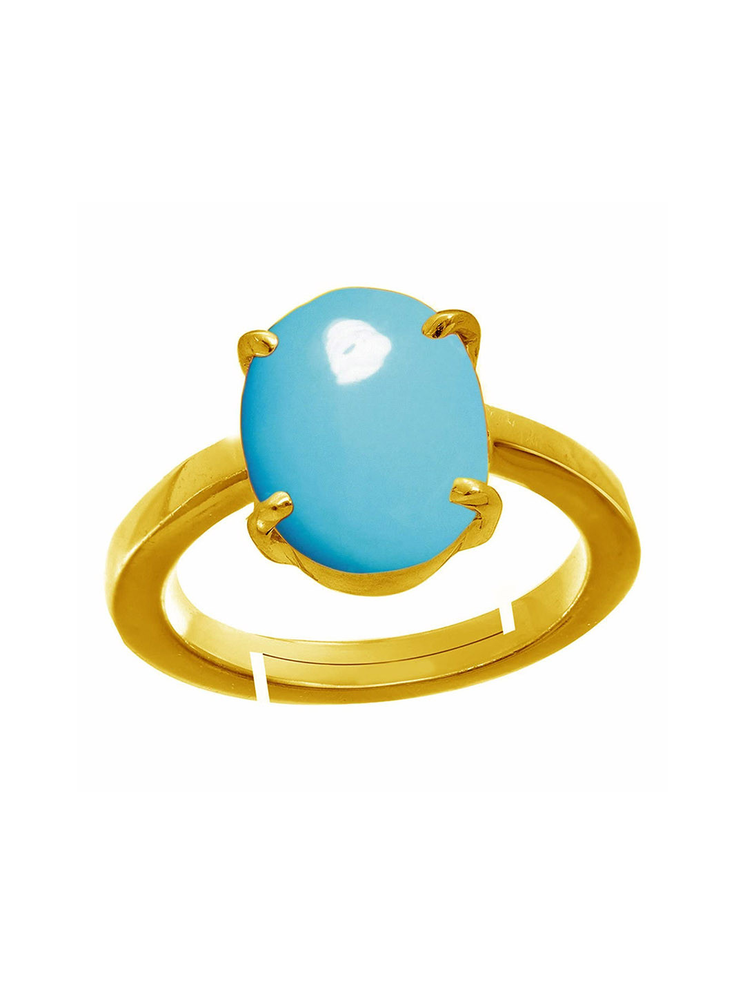 RRVGEM 6.00 KT Turquoise Firoza Gemstone Panchdhatu Adjustable Finger Ring
