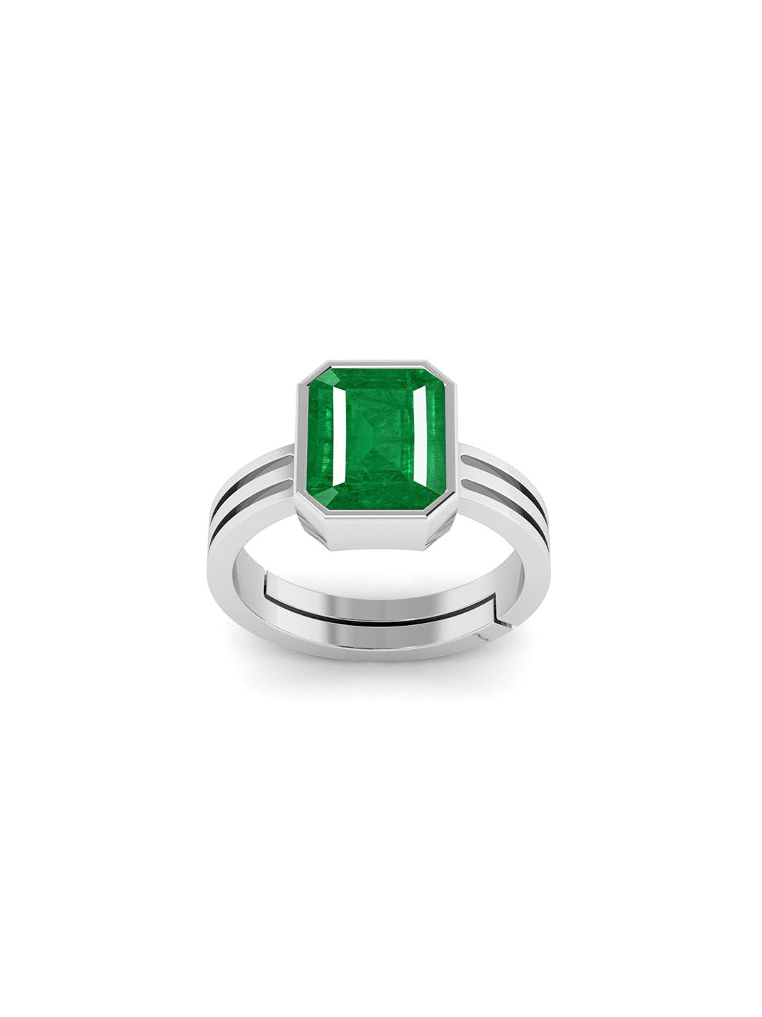 RRVGEM Emerald Ring 4.25 KT Emerald Ring Silver Plated Adjustable Ring Astrologi