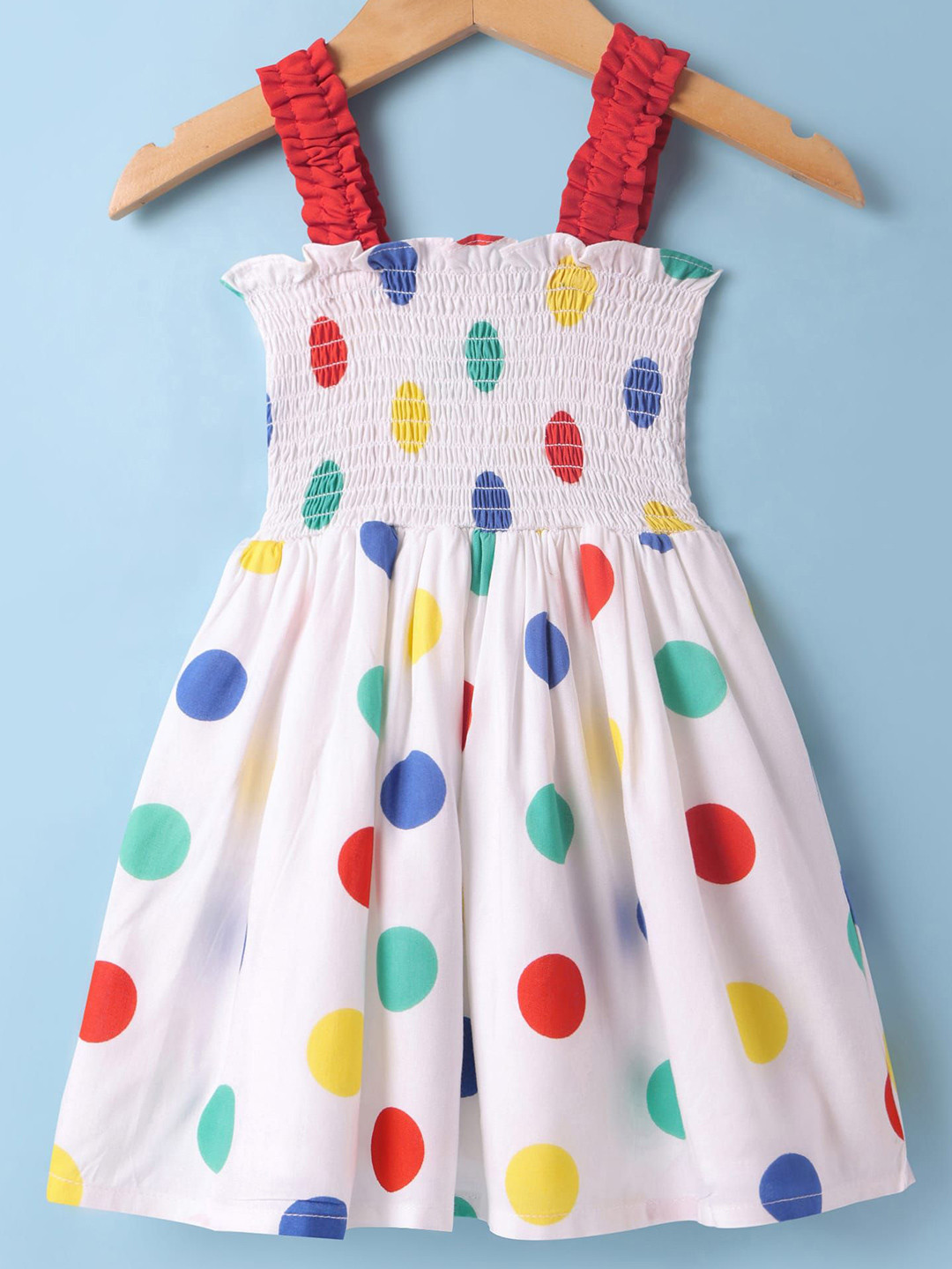 Mark & Mia Girl Polka Dots Print Smocked Fit & Flare Dress