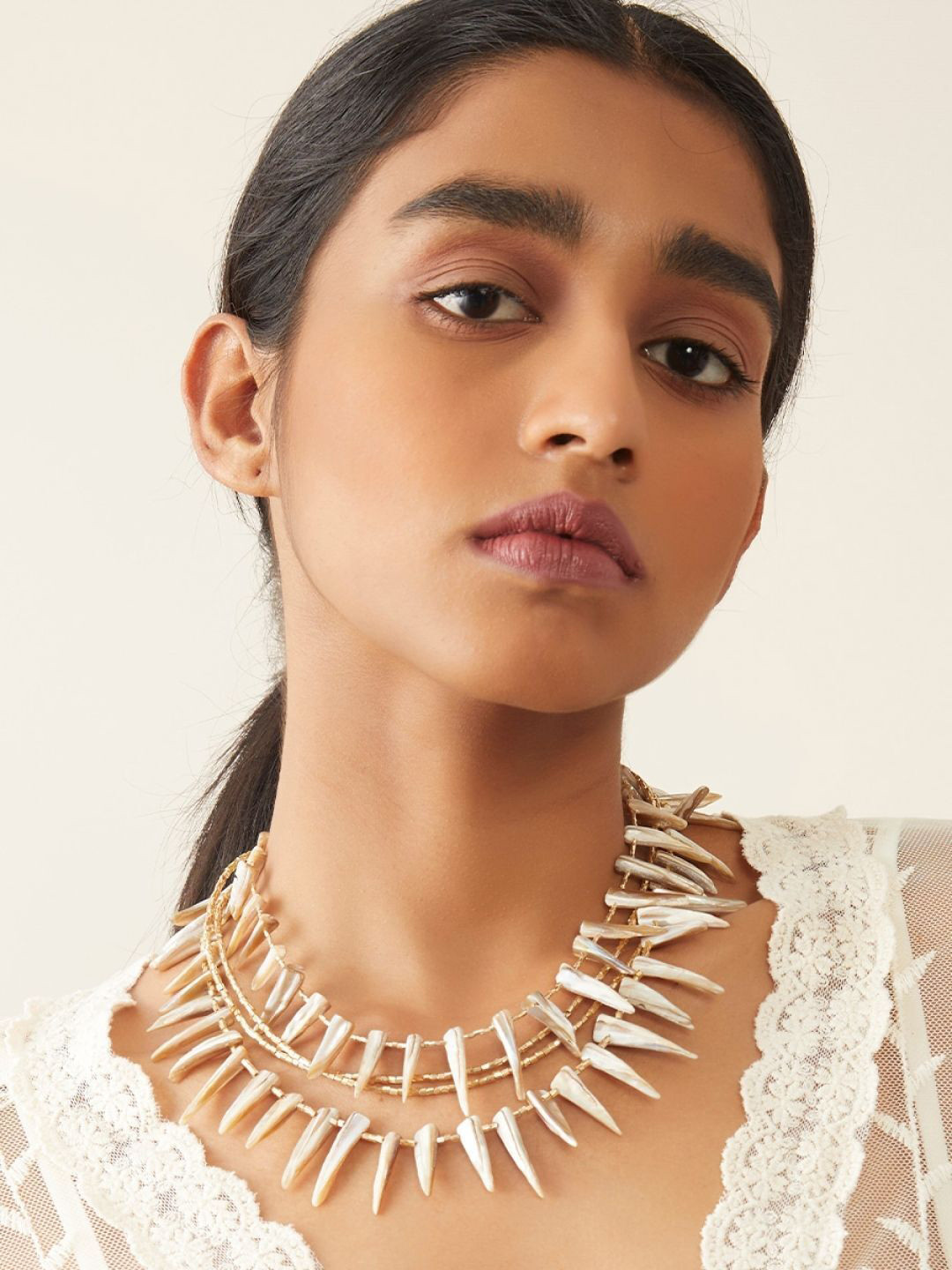 WHE Sea Secrets 'Angler Mother Of Pearl Beaded Necklace