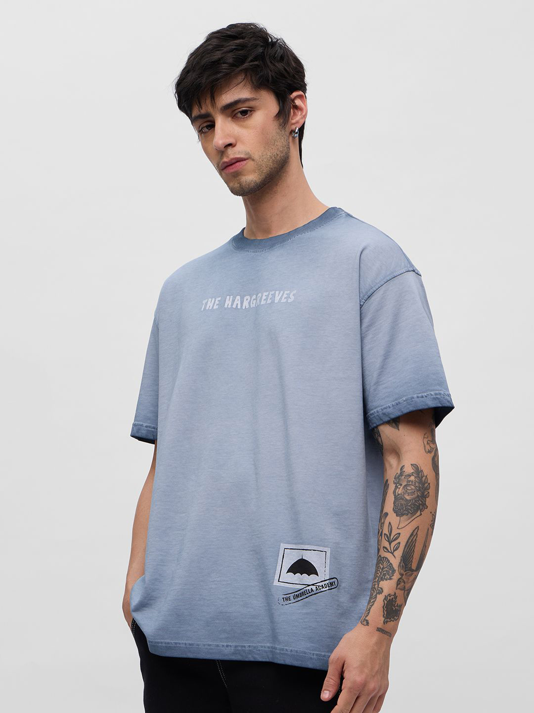 The Souled Store Oversized Umbrella Academy The Hargreeves Printed Pure Cotton T-Shirt