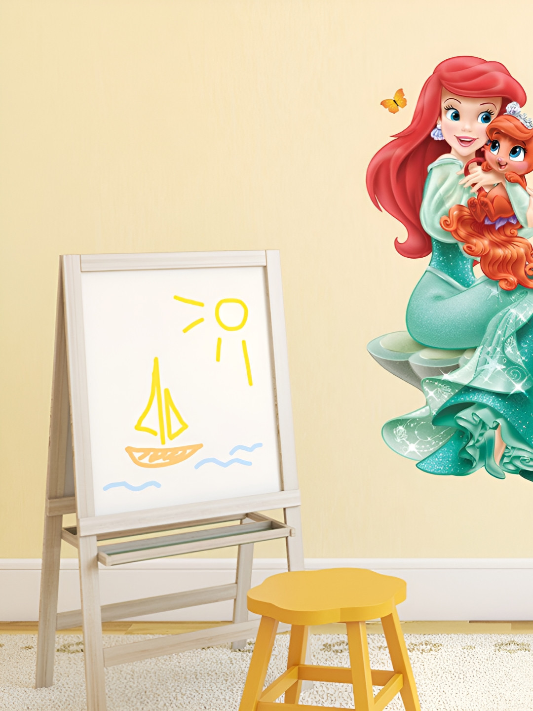 LANSTICK Blue & Brown Printed Baribe With Dog Wall Sticker