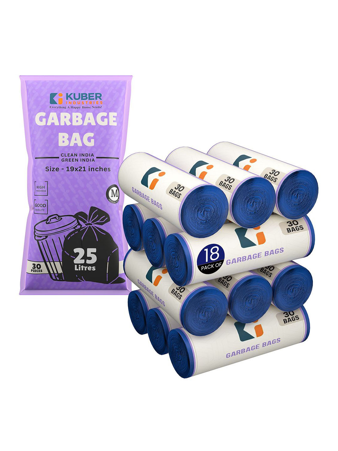 Kuber Industries 540-PCS Blue Premium Garbage Bags For Dustbin