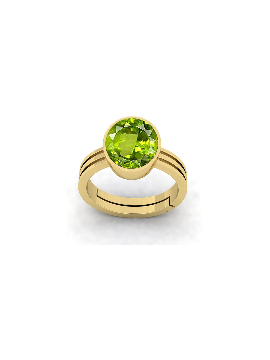 RRVGEM 11 KT Brass Plated Peridot Finger Ring