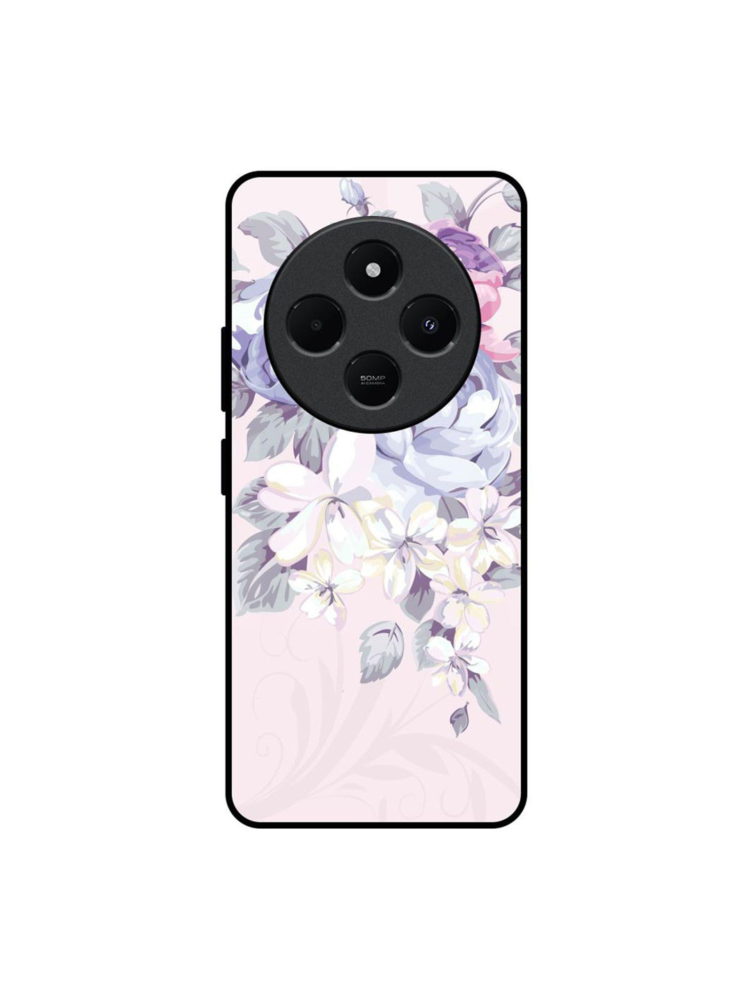 QRIOH Elegant Floral Printed Redmi 14C 5G Impact Resistant Back Case