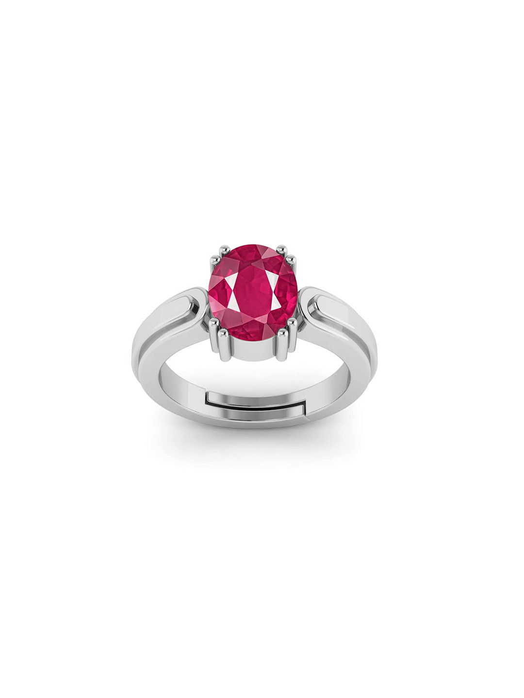 RRVGEM 10.00 KT Silver Plated 10.30 KT Ruby Adjustable Ring