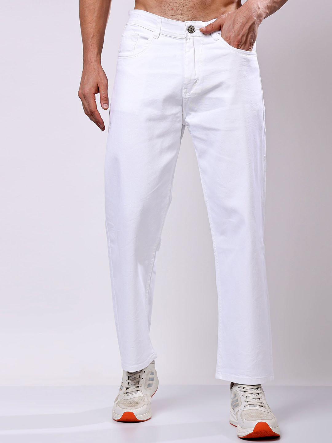 EDITLOOK Men Loose Baggy Fit Mid-Rise Clean Look Non Stretchable Jeans