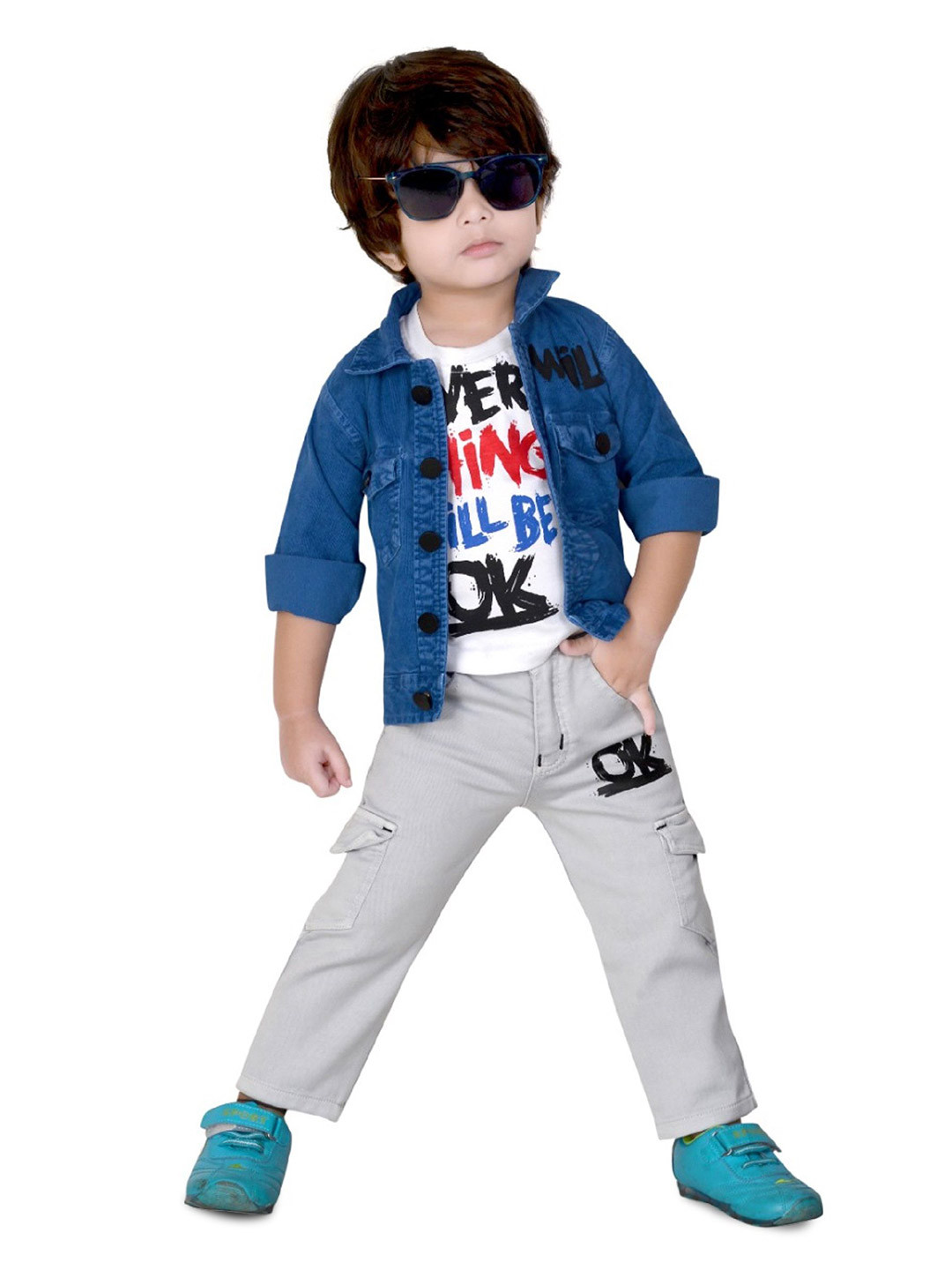 DOTSON Boys Long Sleeves T-shirt And Shirt With Trousers