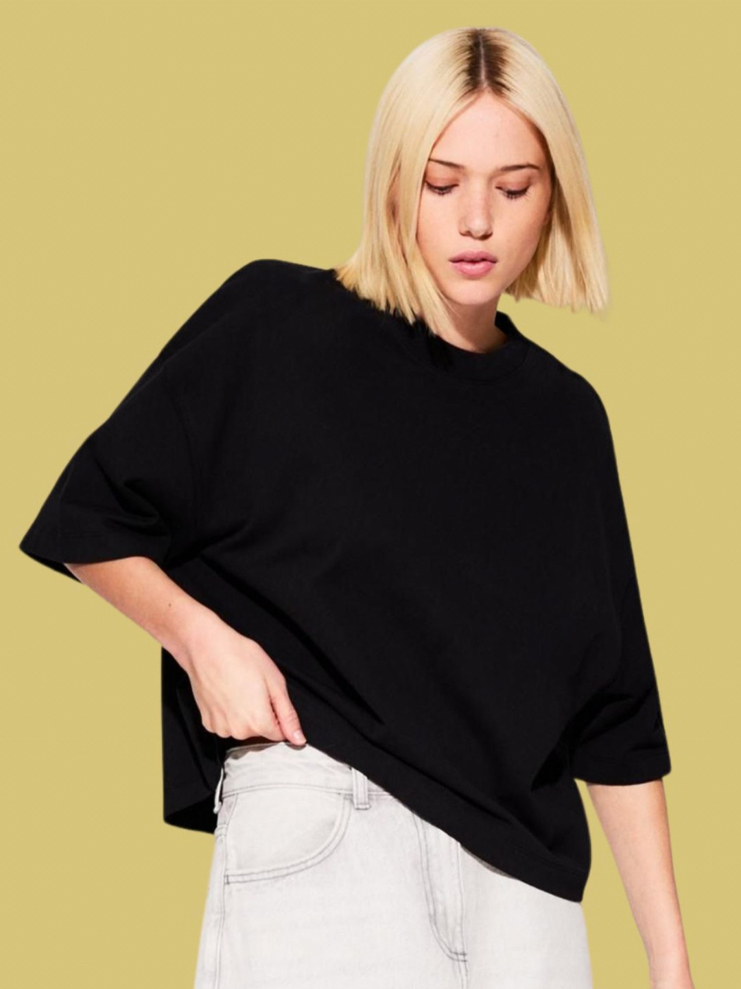 SMAN Round Neck Drop-Shoulder Sleeves Oversized T-shirt