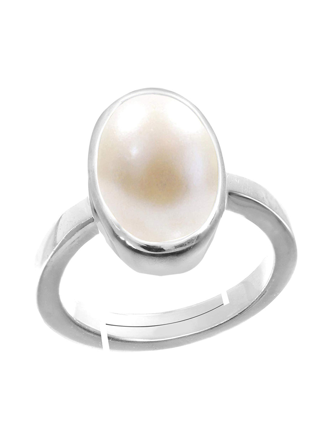 RRVGEM 2.30 KT Silver Plated Pearl Ring with Lab Card and Guarantee Card