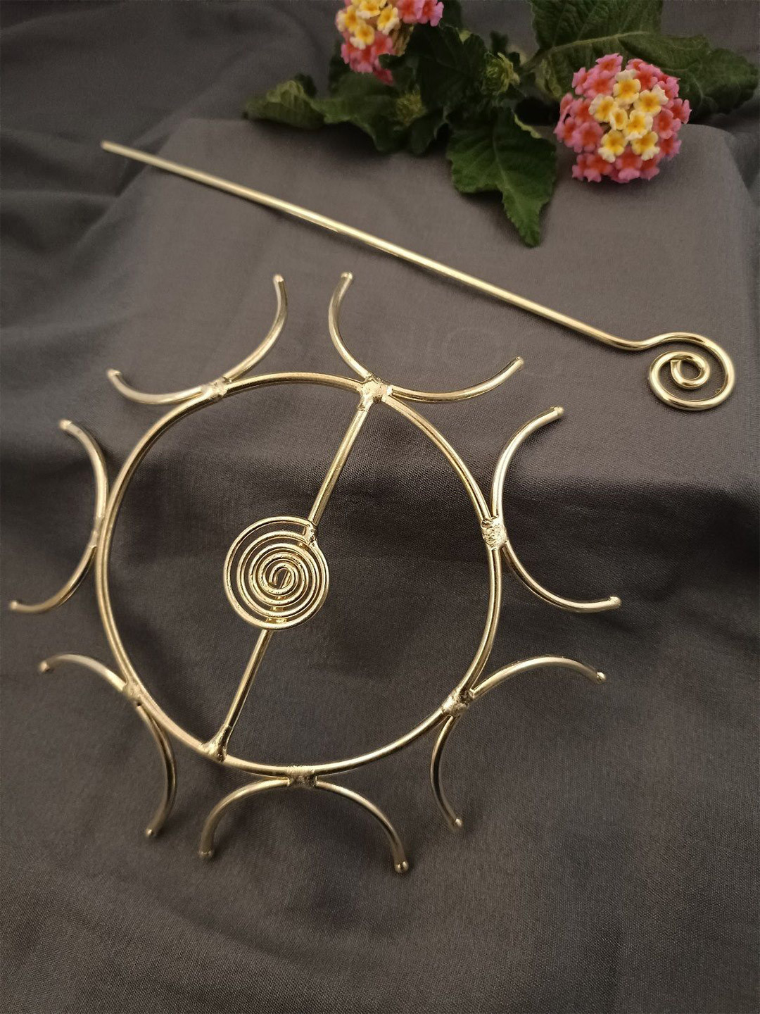 Sanjog Metal Hair Barrette With Tulip Stick Bun Holder Hair Slide Clip Hair Bun Cage