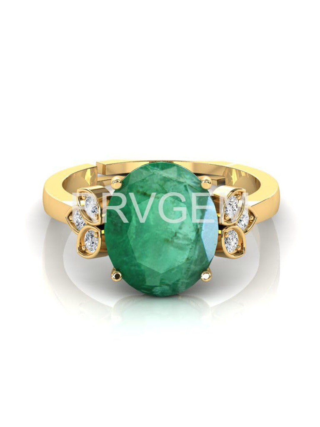 RRVGEM 11.25 KT Emerald Ring Gold Plated Finger Ring