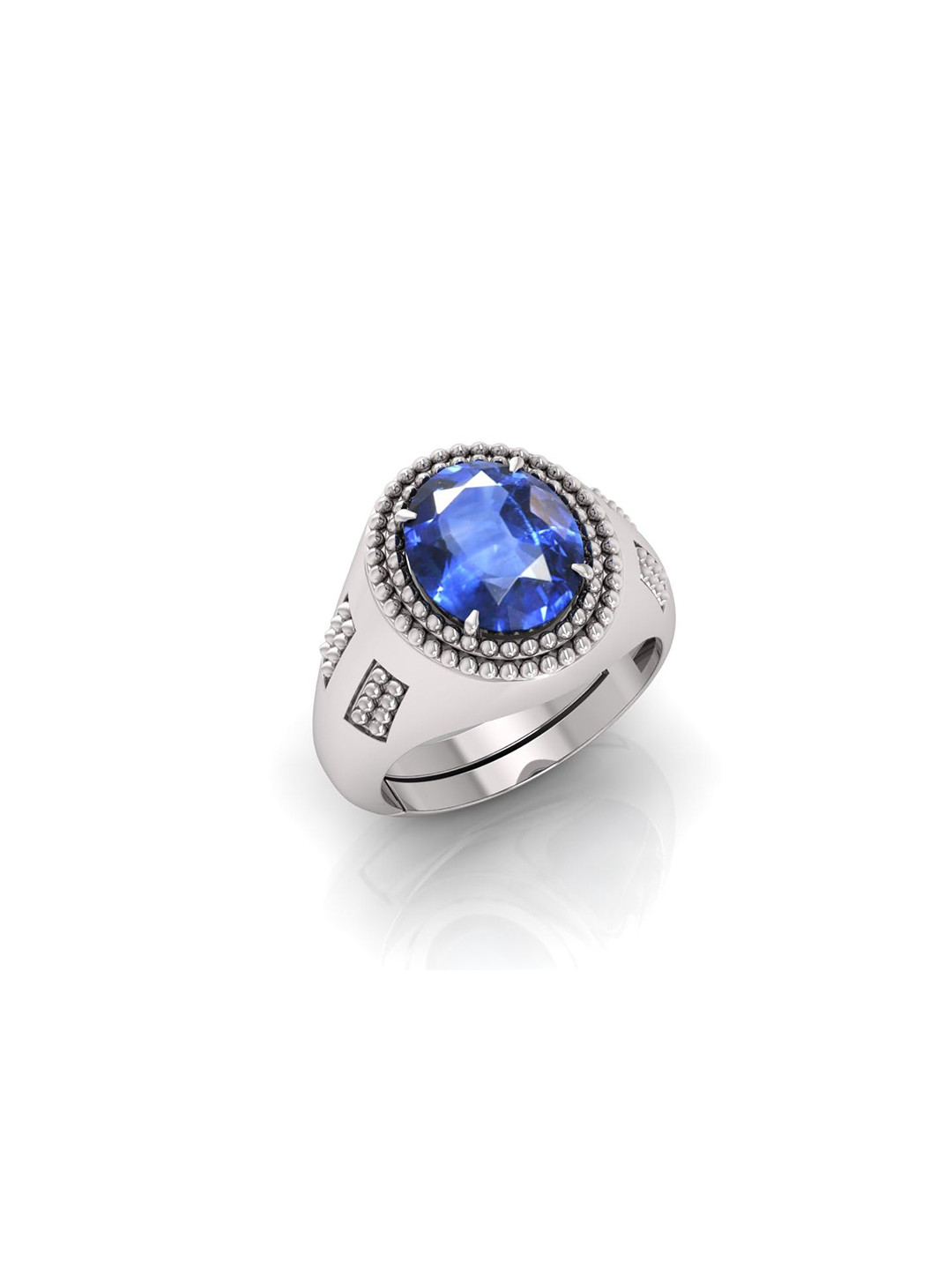 RRVGEM Blue Sapphire Gemstone Studded Adjustable Finger Ring