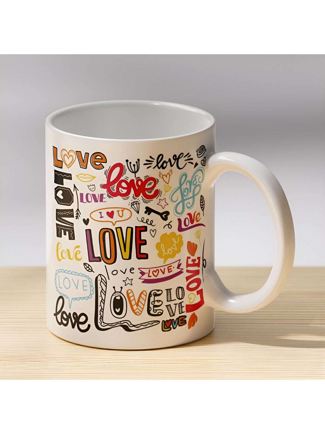 Gift4You Latte Thermal Multicoloured Typography Ceramic Handmade Cup-300ml