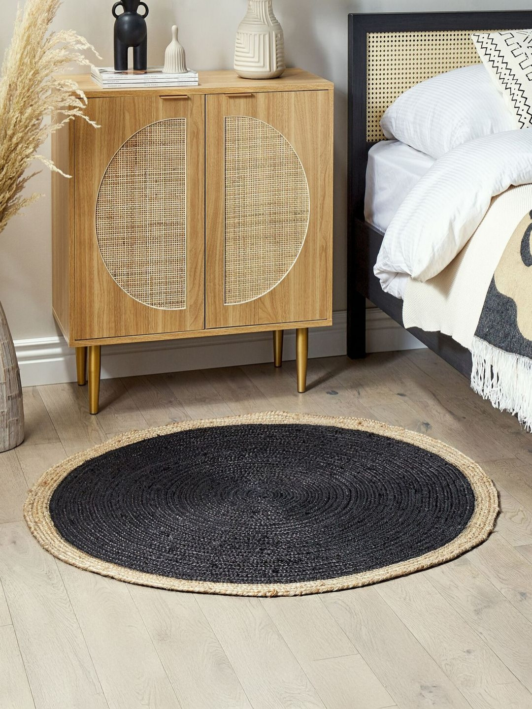 THEGASBH Round Decorative Jute Floor Rug