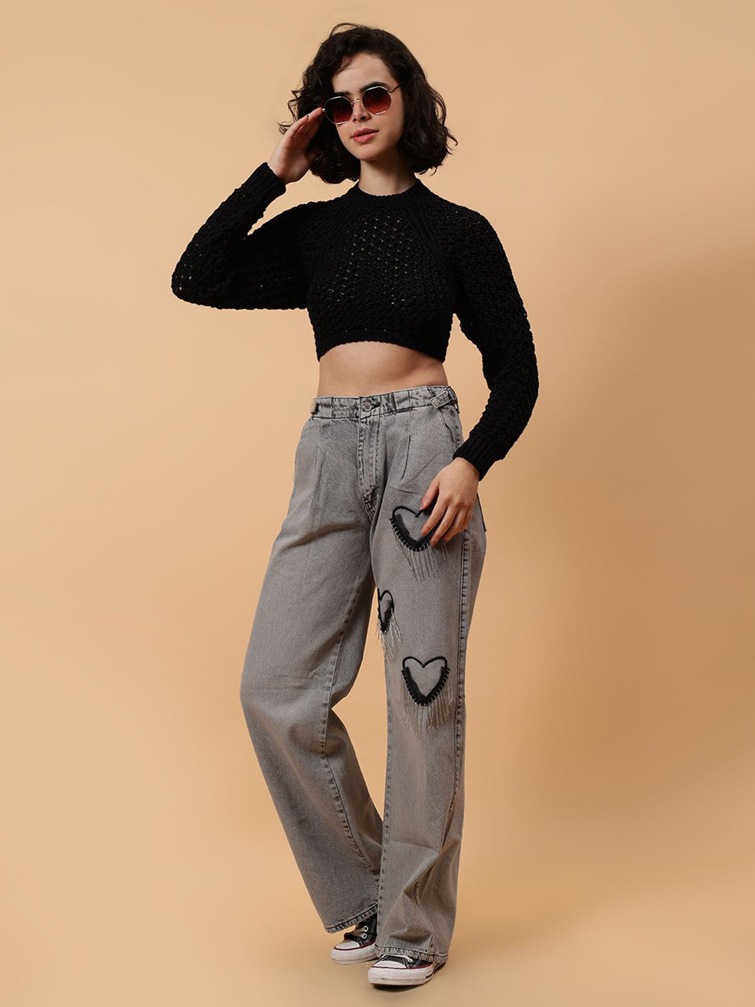 Fashion Gaiia Women Self Design Knit Sweater With Open Back