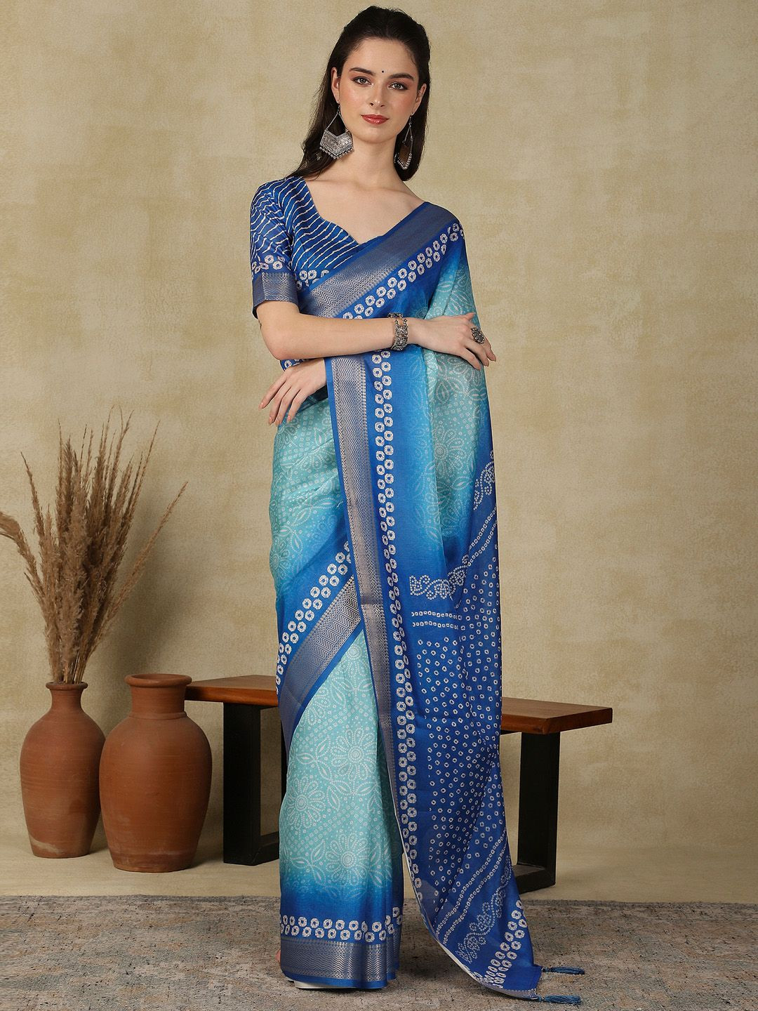 all about you Printed Daily Wear Saree with Matching Blouse