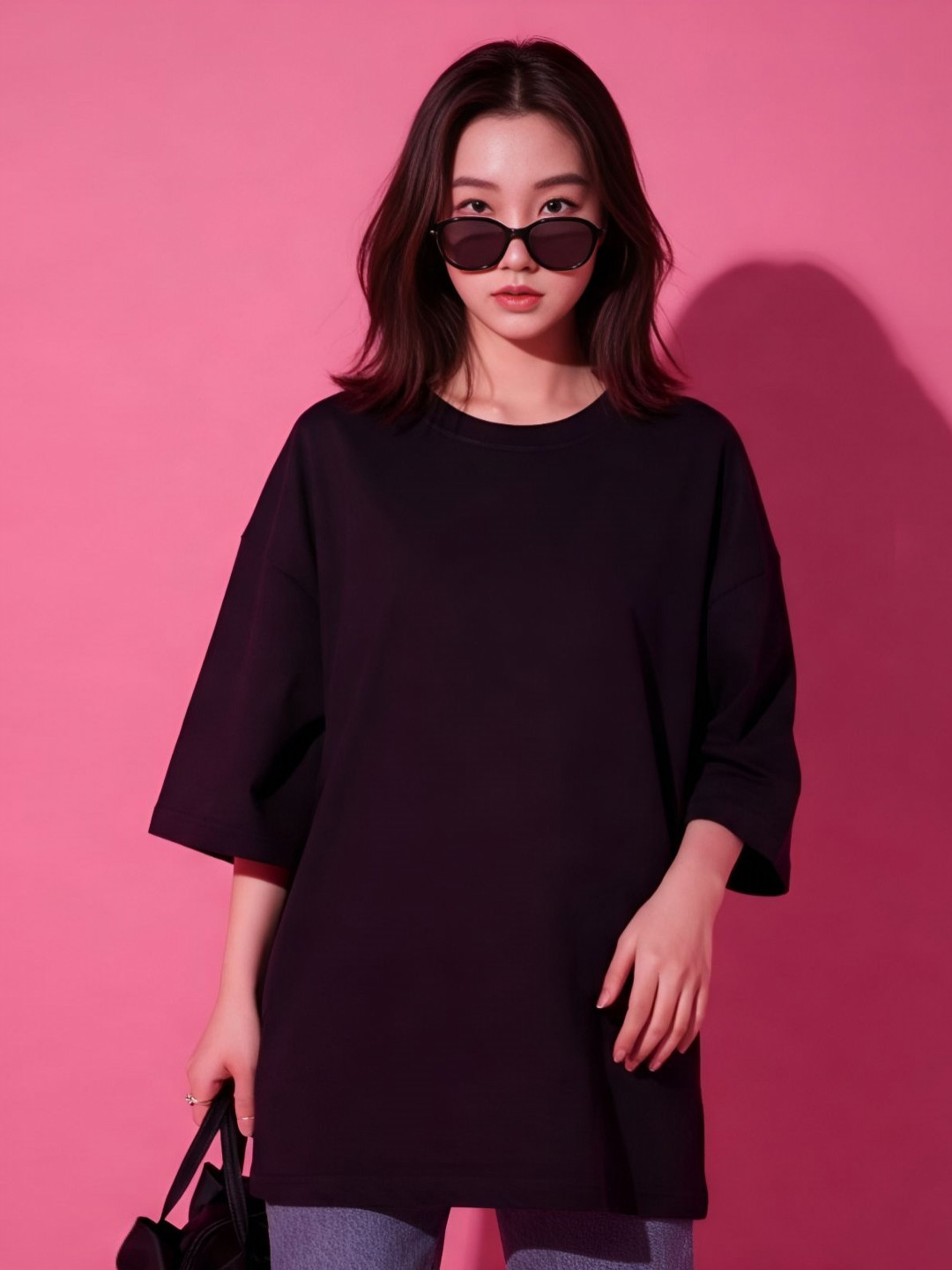 SMAN Round Neck Drop-Shoulder Sleeves Oversized T-shirt