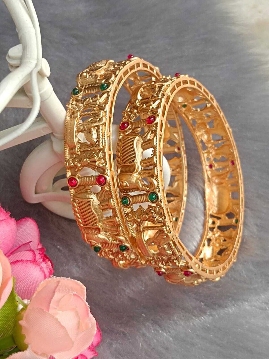DENICRAAS Set of 2 Gold-TonedAlloy Bangle