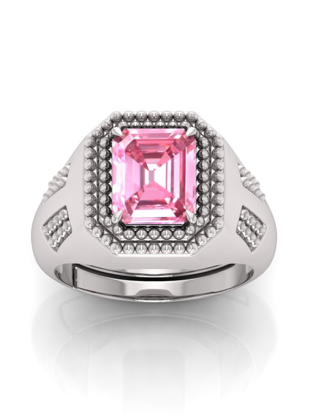 RRVGEM 9.25 Ratti 9.00 KT Pink Sappire Studded Adjustable Finger Ring