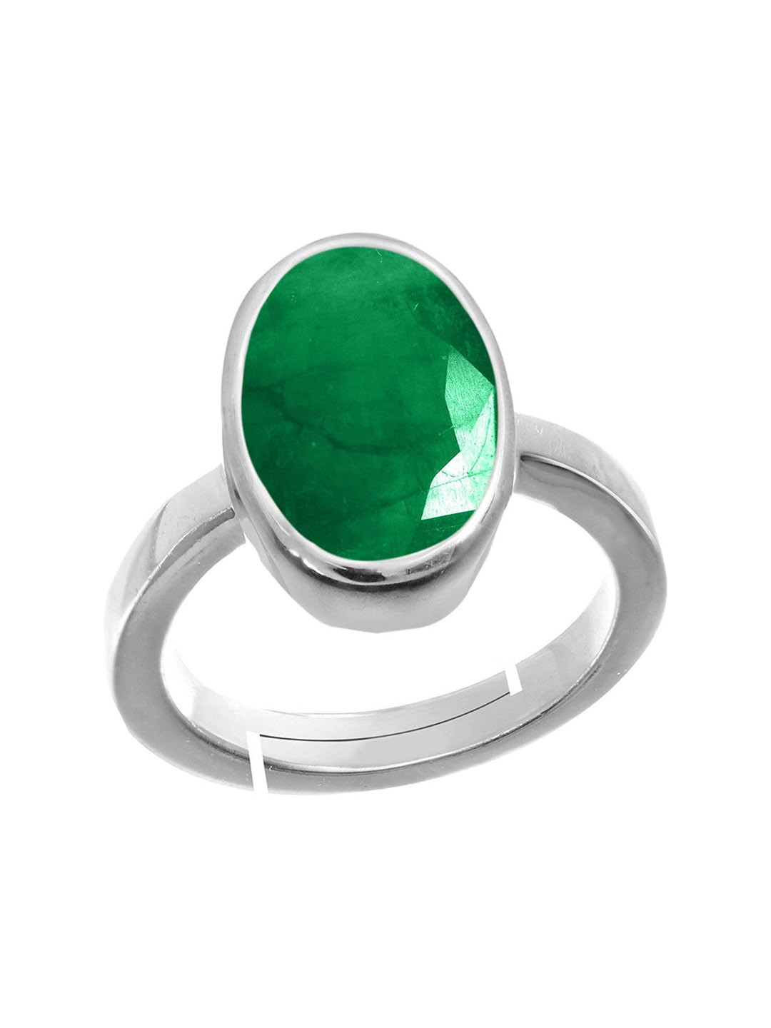 RRVGEM 12.00 KT Green Emerald Silver Plated Panna Ring