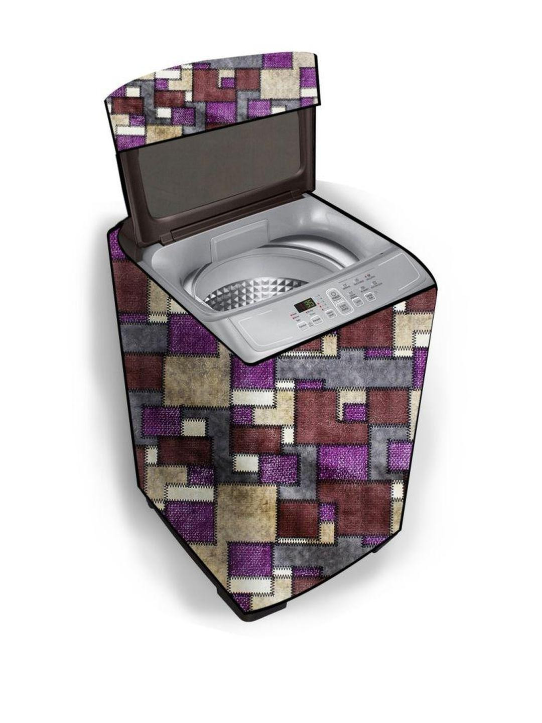 The Furnishing Tree Magenta PVC Printed Washing Machine Cover