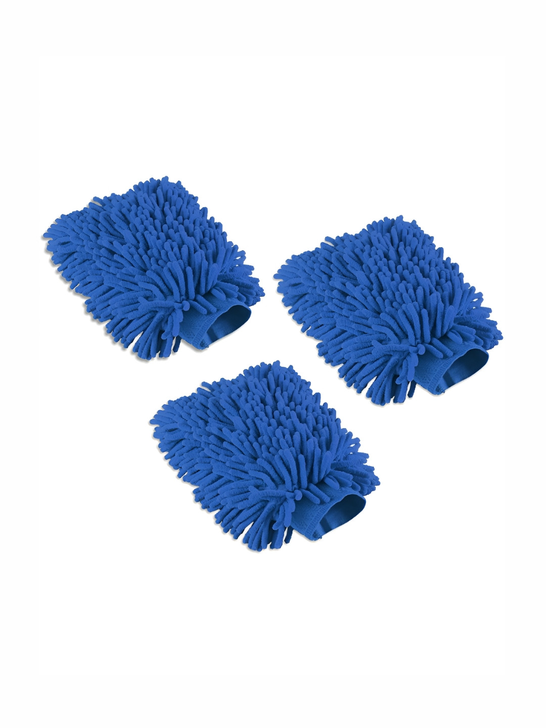 Aura Unisex 3-Pcs Blue Double Sided Car Washing Gloves