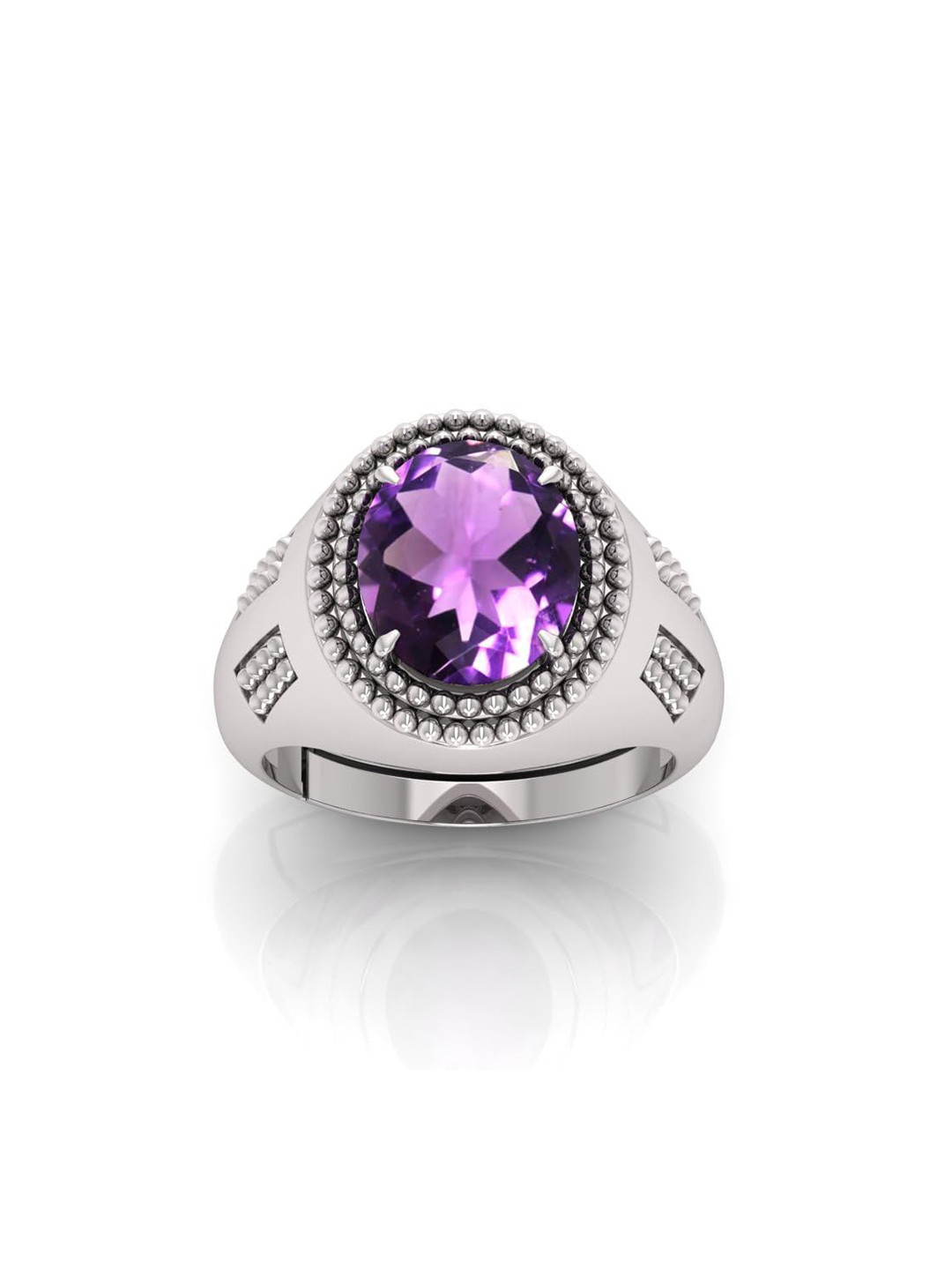 RRVGEM 8.00 Ratti Amethyst Gemstone Studded Adjustable Finger Ring