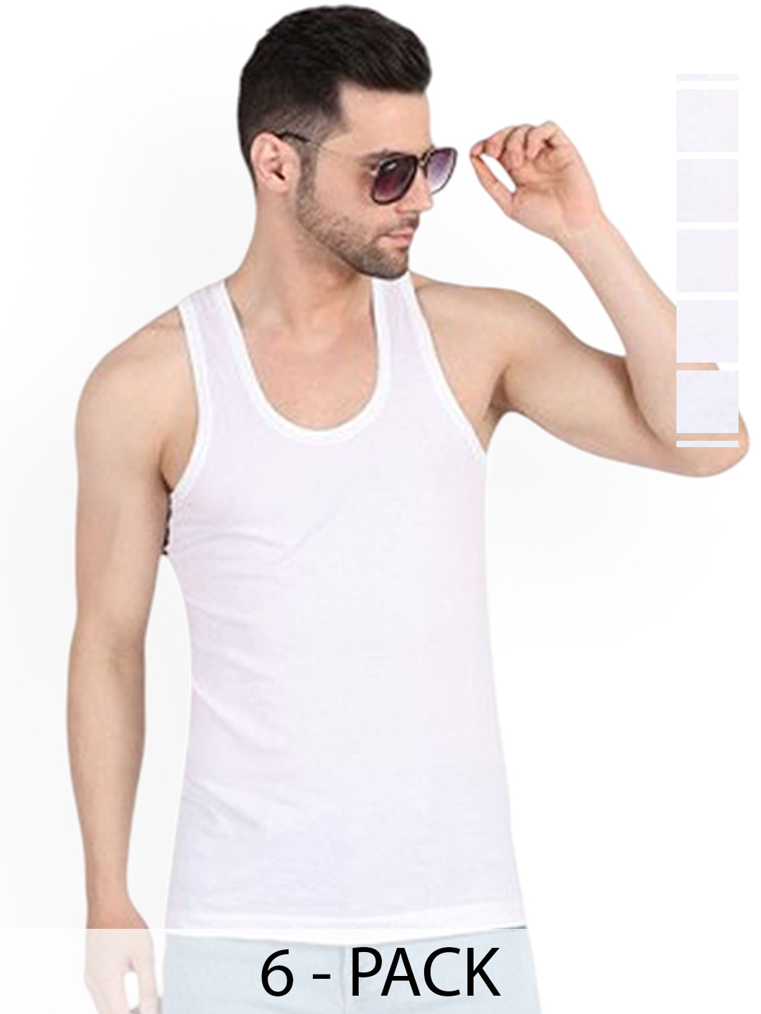 CAVENDERS Pack Of 6 Pure Cotton Basic Vests White Pure CottonDno-v295st