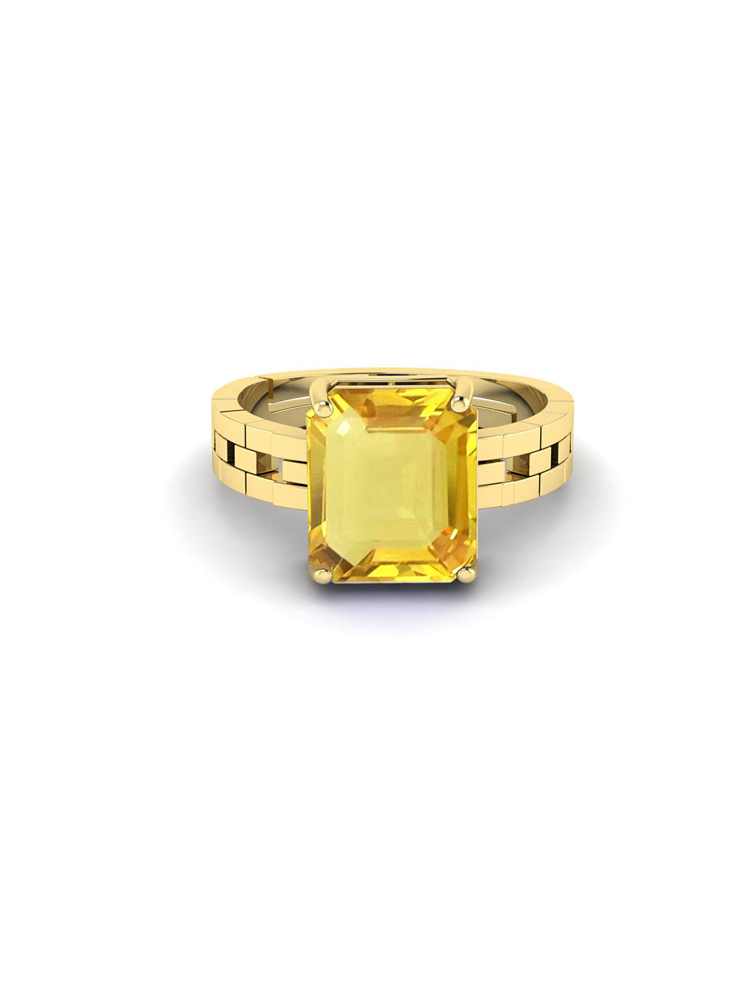 RRVGEM Yellow Sapphire Square Cut Pukhraj Ring
