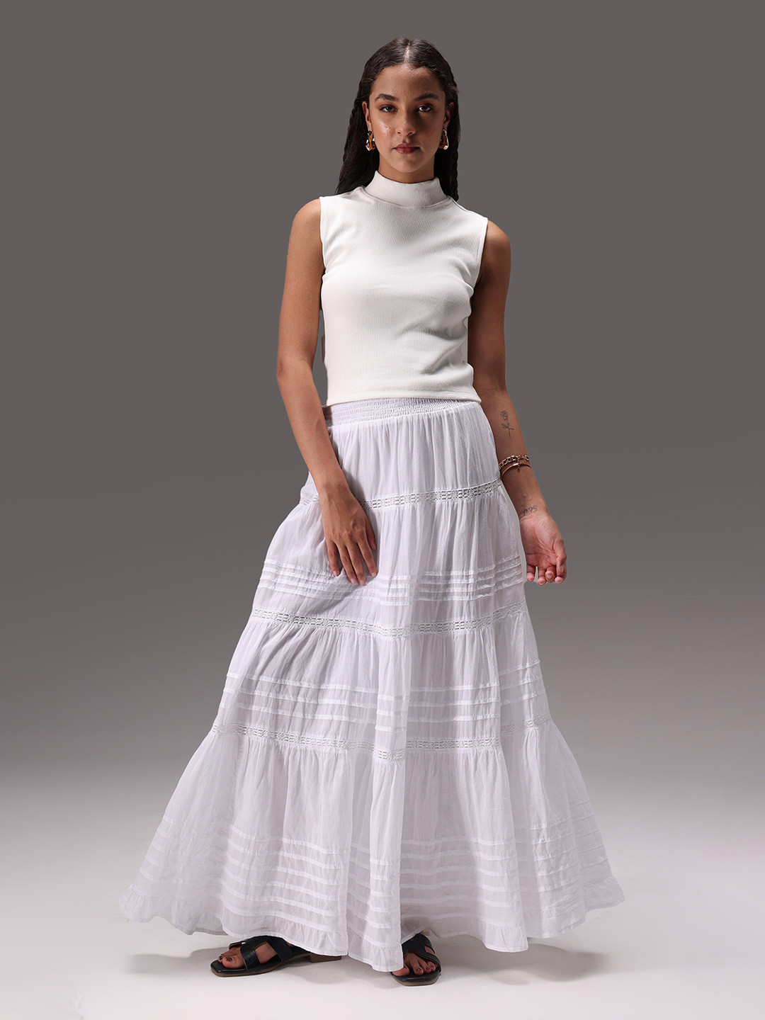 Obleka Round Neck Rib Top With Skirt Co-ords