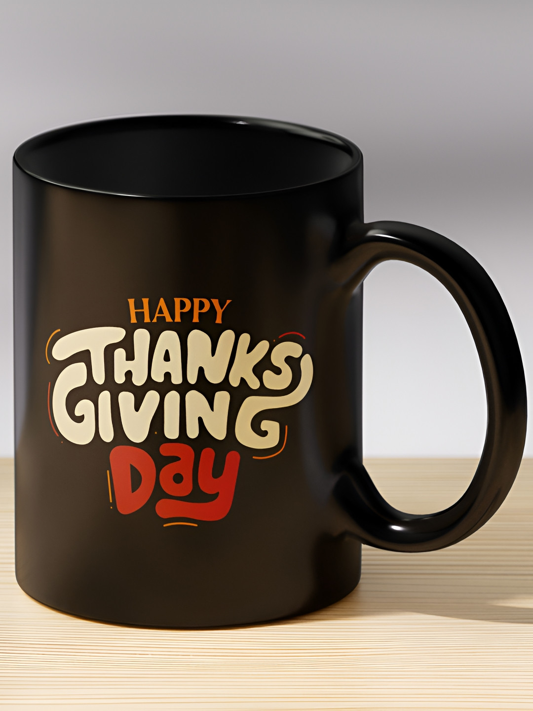 Gift4You Collapsible Black Typography Ceramic Microwave Safe Cup-350ml